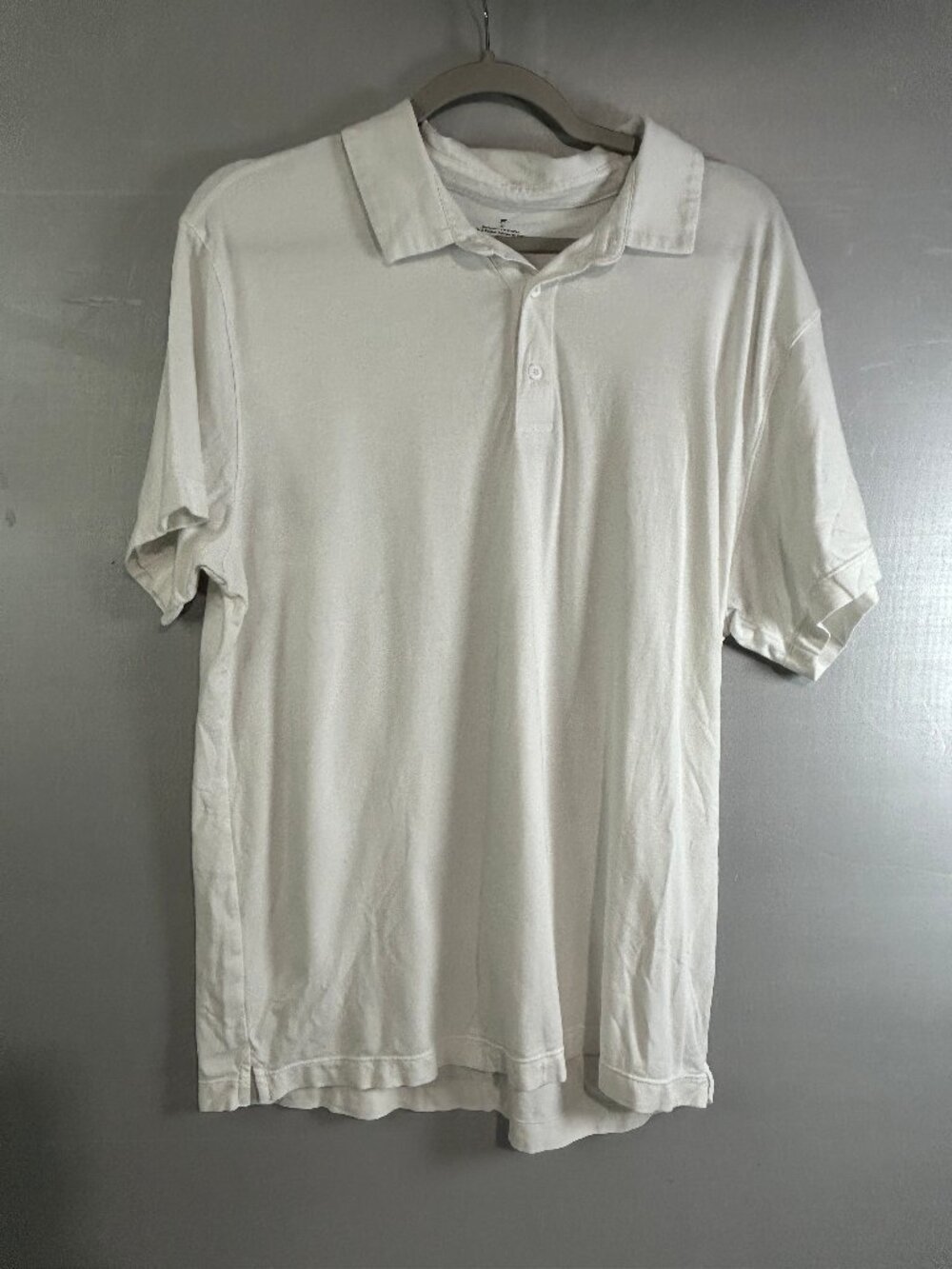 Fabletics White Stretch Polo Shirt XL Minimalist Quiet Luxury Athleisure Golf